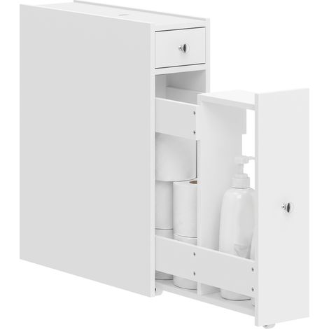 Meuble de salle de bain - HOMCOM - 2 tiroirs et étagère ouverte - bois - 16x48x58cm - blanc (1/5)
