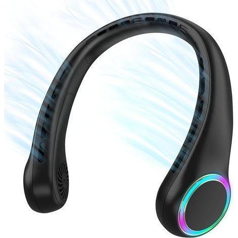 Ventilateur de cou portable sans pale – mini ventilateur USB puissant et silencieux avec batterie rechargeable 4000 mAh, 3 vitesses réglables, idéal pour l’extérieur, le camping, le bureau et la chamb (1/5)