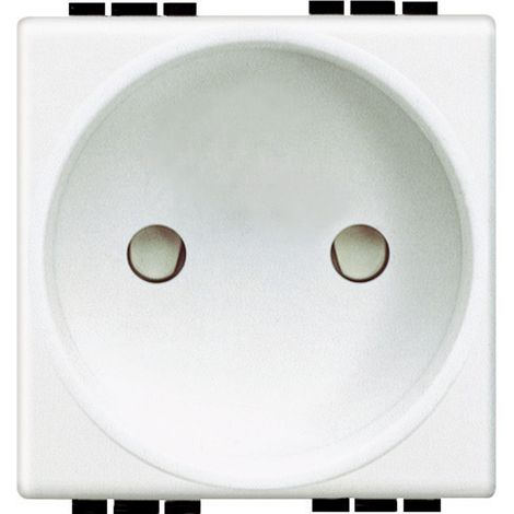 Prise 2 Poles 16A 250V Livinglight Connexion vis Blanc 2 modules BTICINO N4143 (1/2)
