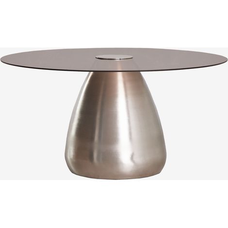 Table basse ronde Ø80 cm en verre trempé Mariana SKLUM Gris brossé (1/5)