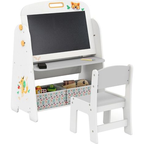 Kinderstaffelei mit Stuhl - Magnetisch & Kreidetafel, Aufbewahrung