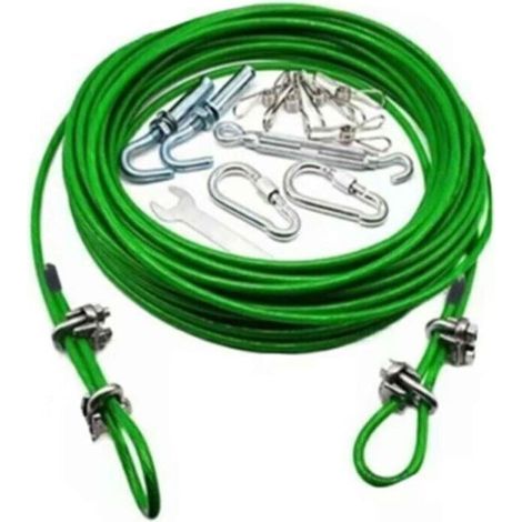 Retractable clothesline for outdoor use, camping, non-slip, for hanging blankets, for drying outdoors, for domestic use (6 mm x 10 m, green) (1/4)