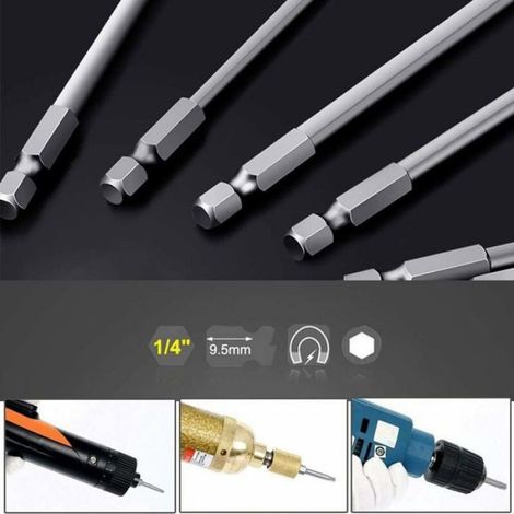 Embouts Torx - 100 mm - Acier S2 - Magnétiques - Pour Tournevis 1/4 Pouces - 11 Pièces (1/4)