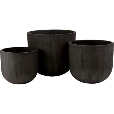 Lot de 3 Cache-Pots Design "Zera" 51cm Noir