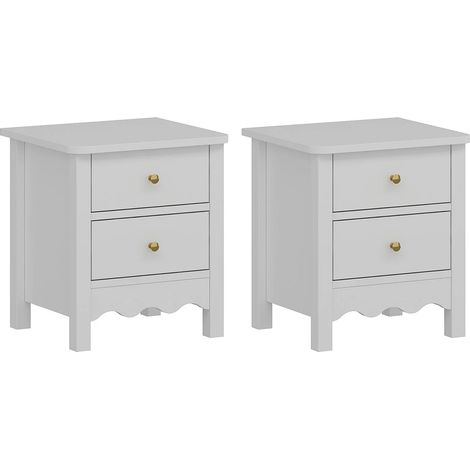 Lot de 2 tables de chevet avec 2 tiroirs - Blanc - ILIZANA (1/5)