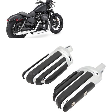 Accessoires moto : pédales de route, vendues par paire (gauche et droite). Compatibles avec la plupart des motos équipées de supports de pédales à fixation mâle (référence : MT216-118, pédales à rayur (1/5)