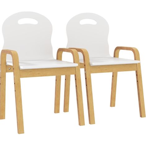 Set de 2 chaises enfant réglables en hauteur en bois de bouleau blanc, âge 3-15 ans (1/5)