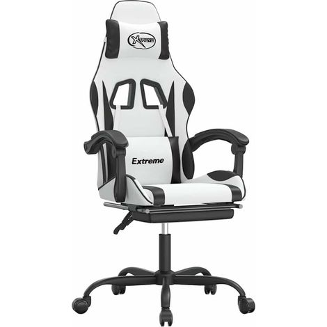 Maison Exclusive - Sedia da Gaming con Poggiapiedi Bianco e Nero in Similpelle (1/5)