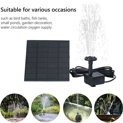 Pompe solaire 5W pour bassin avec 6 buses, filtre et pompe portable pour bain d'oiseaux, piscine, bassin et fontaine de jardin. Submersible. (1/5)