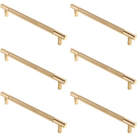 Gerändelte Möbelgriffe, Küchenschrankgriffe, Schubladengriffe, 160 mm Lochabstand, 6 Stück (gold) (1/4)