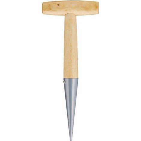 Plantoir à bulbes 27 cm – manche en T bois, pointe acier – outil de jardinage marron (1/4)
