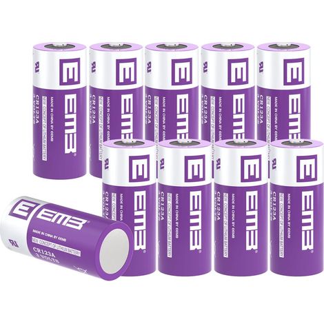 Pile CR123A Lithium 3V Lot de 10 Piles CR123 / CR123A / CR17345 1700 mAh Haute Performance Batterie avec Protection PTC pour Les Caméras Lampe de Poche Jouet Alarme Capteurs Intelligents etc (1/5)