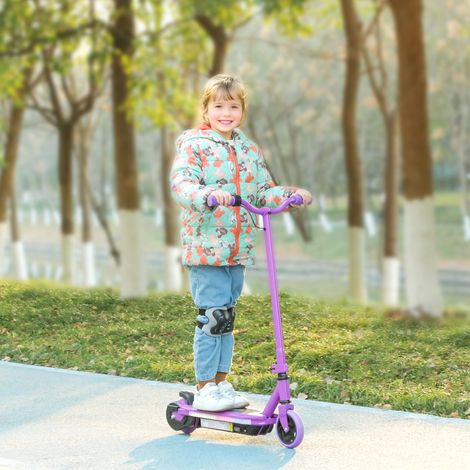 Trottinette électrique pour enfants 6-14 ans. vitesse maximale 10 km/h. lumières LED colorées. frein électrique. violet