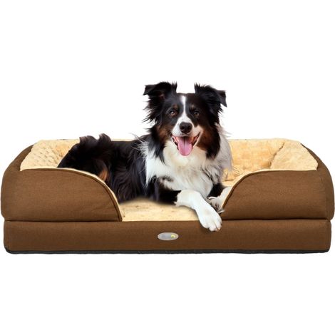 Calming Dog Bed Pet Mattress w/ Removable Cover, Anti-Slip Bottom, for Medium Dogs, 90L x 69W x 21Hcm - Brown