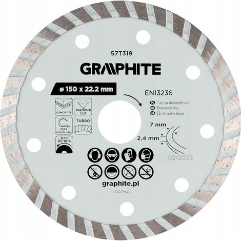Disco da taglio diamante Graphite 57t319 150 mm turbo