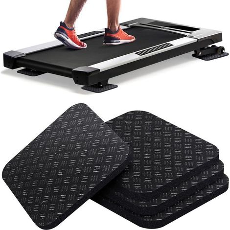 Lot de 4 tapis de course antidérapants double face anti vibrations pour tapis de course, tapis de marche, vélo d'appartement, protection des sols en bois dur (1/5)