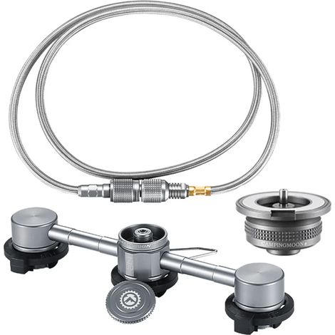 Adaptateur butane 3 en 1 avec tuyau d'extension, adaptateur de fournaise de type fendu, adaptateur de conversion de tête de cartouche de gaz, buse, réchauds de cuisine portables de type bouteille (1/4)