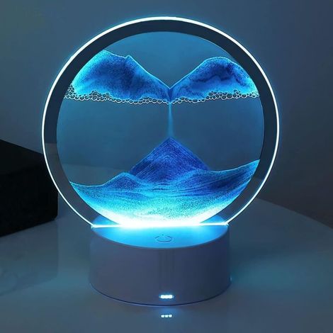 Veilleuse à sables mouvants, avec dirigéPeinture sur sable d'une lampe, bleue (1/5)