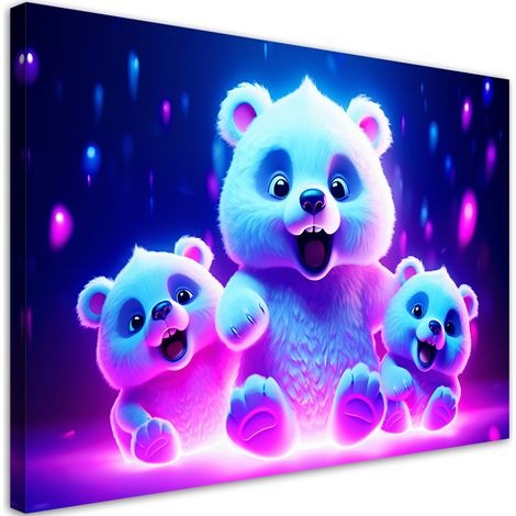 Canvas print, Neon bears - 60x40 (1/4)