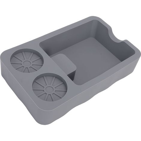 Tapis de tassement à café carré en silicone gris, antidérapant et facile à nettoyer, idéal pour la cuisine et la maison. (1/5)