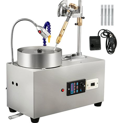 Machine à facetter les pierres 6 pouces, polisseuse de bijoux, meuleuse lapidaire avec pompe à eau et poignée mécanique pour gemmes, jade et pierres précieuses. (1/5)