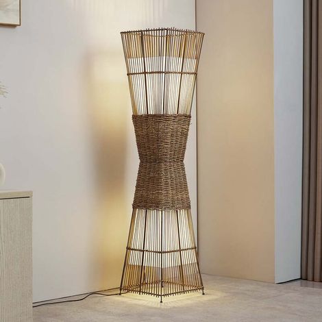 [GEBRAUCHT] B-Ware Lindby Stehleuchte Jacinto Bambus Hanf 130 cm 2x15W E27 Holzfarbe (1/2)