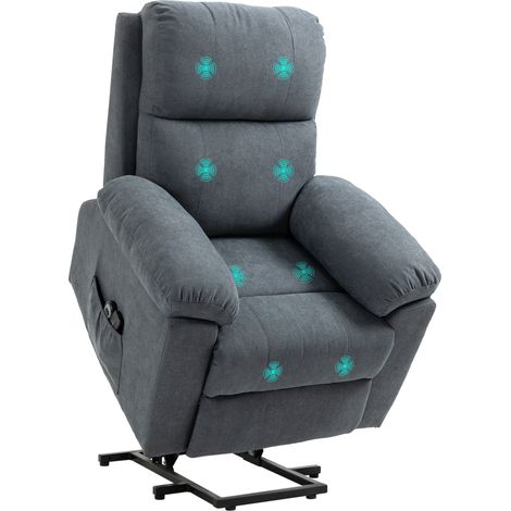 Massagesessel mit Aufstehhilfe, Sessel mit Aufstehhilfe, 8 Vibrationsmotoren, inkl. Fernbedienung, grau