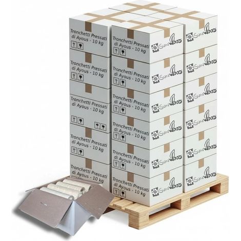 Tronchetti da ardere in legno pressato 120 kg, 12 scatole da 10 kg (1/5)