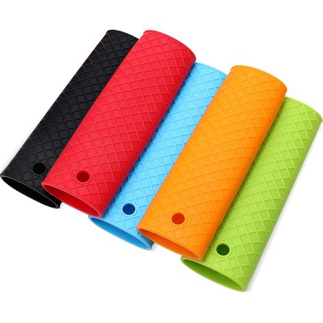 Porte poignée chaude en silicone 5 pièces Pot en caoutchouc Porte-pierres de cuisine résistant à la chaleur pour, 5 couleurs (1/5)