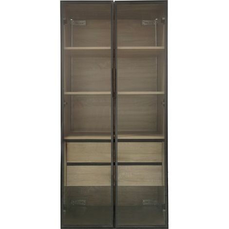 2er-Set Badezimmerschränke aus MDF mit LED, 74 x 36 x 155 cm, Glastüren (1/5)