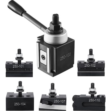 VEVOR Set di Portautensili a Cambio in Acciaio Resistente, 6 Pezzi, Set di Attrezzi a Cambio Rapido, Portautensili a Cuneo per Tornitura, per Torni per Metallo, Oscillazione 152,4-305 mm (1/5)