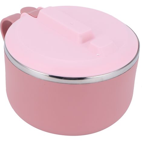 Bol à nouilles de riz avec couvercle 1200 ml, boîte à lunch isotherme anti-brûlure, ustensiles de cuisine (rose) (1/5)