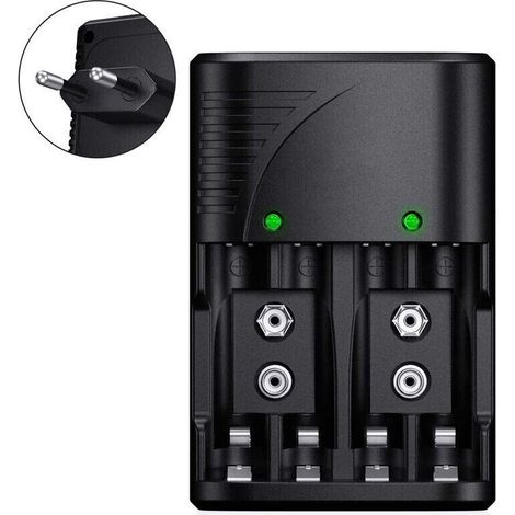 Universel Chargeur de Piles AA/AAA/9V, Rapide Chargeur 6802 pour AA/AAA NI-MH ou 9V Piles Rechargeables avec Indicateur LED, 100-240V Tension Mondiale, Ensoleillé (1/3)