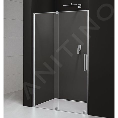 Polysan Rolls Line - Porte de douche coulissante 1400x2000 mm, aluminium poli/verre transparent RL1415 (1/5)