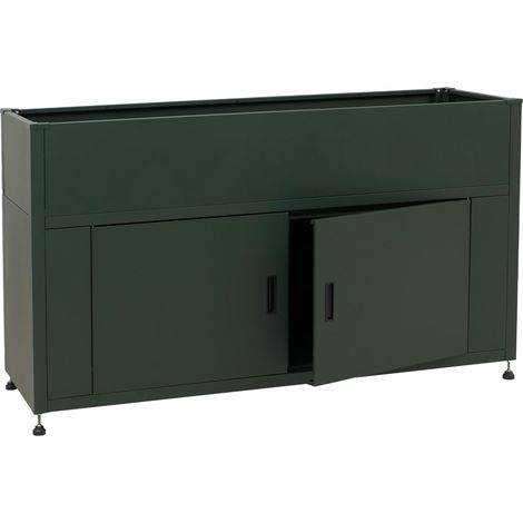Hochbeet HHG-569, Metallhochbeet Blumenkasten Pflanzkübel Stauraum, Metall 47kg 91x161x51cm grün (1/5)
