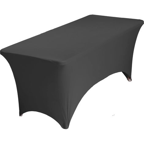 Nappe en élasthanne extensible pour table de terrasse, mariage, banquet, stand de vente et fête, 183 x 76 x 76 cm, noire