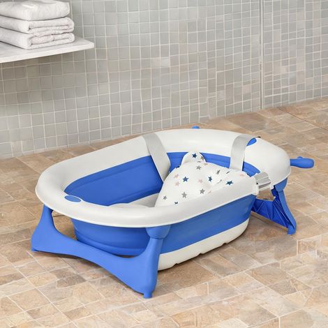 Baignoire pliable pour bébé avec bouchon thermosensible azul (1/5)