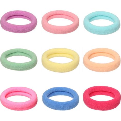 Lot de 100 élastiques à cheveux, coton, colorés, sans couture, pour sport et quotidien (1/5)