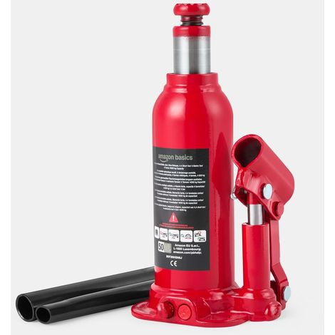 Cric bouteille hydraulique soudé pour voiture, capacité de 4 tonnes, libération lente, rouge (1/5)