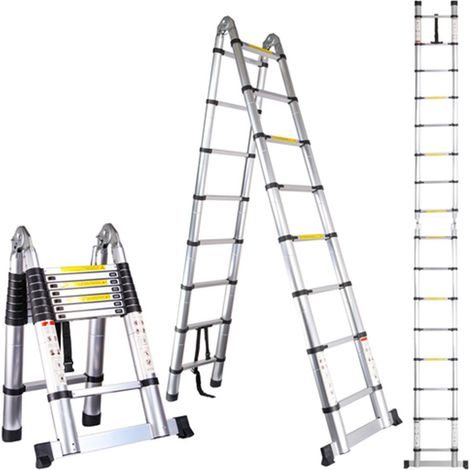 Échelle Télescopique de 3.2M(1.6+1.6) Échelle Pliante Polyvalente Charge 150 kg Escabeau Télescopique Aluminium (1/4)