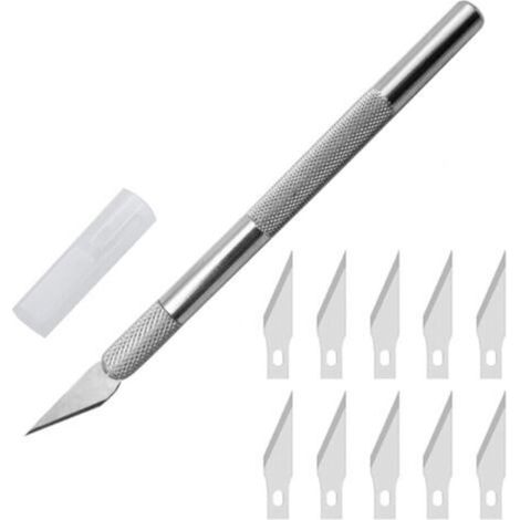 Ensemble Scalpel, Precision Cutter Scalpel avec 10 lames, Couteau pour Loisirs Créatifs, Cutter de précisioncouteau artisanal pour l'artisanat Découpe de Travail d'art Bricolage Sculpture (1/5)