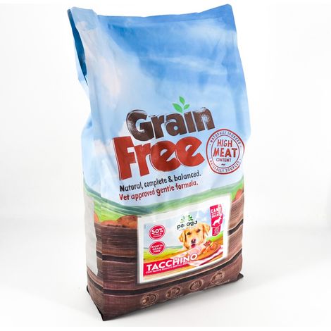 CROCCHETTE PERAGA GRAIN FREE PER CANE ADULTO TAGLIA GRANDE 12KG TACCHINO CIBO PER CANI