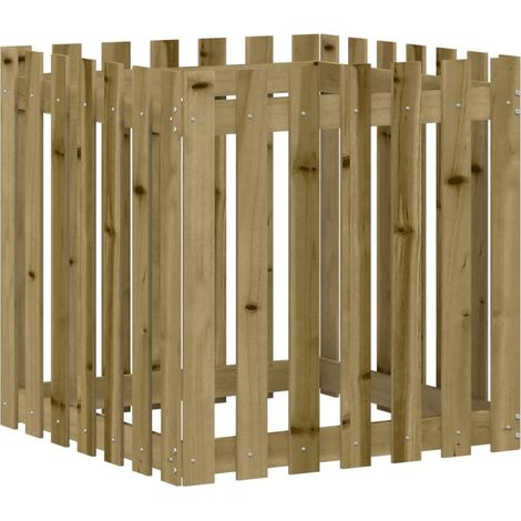 Jardinera diseño de valla madera de pino impregnada 70x70x70 cm vidaXL