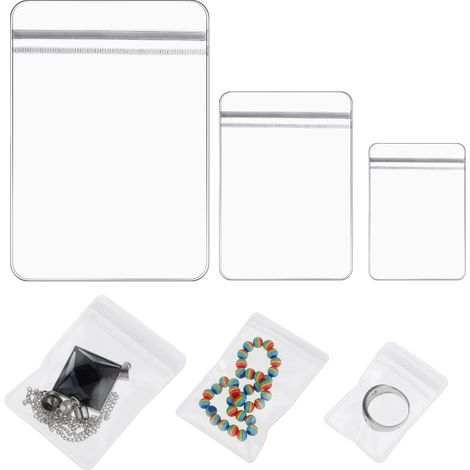 60 pochettes à bijoux en PVC avec fermeture éclair, transparentes, pour ranger vos bijoux, idéales pour les boucles d'oreilles et les bagues. (1/5)