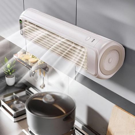 Ortviai Ventilateur sur Pied Silencieux 12,3" Sans Pale avec Oscillation Horizontale/Verticale et Chargement USB – Blanc Abricot