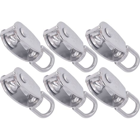 Poulie Simple M15 6 Pièces Acier Inoxydable Antirouille Résistante à l'Usure Rotative Levage Câble pour Randonnée (1/5)