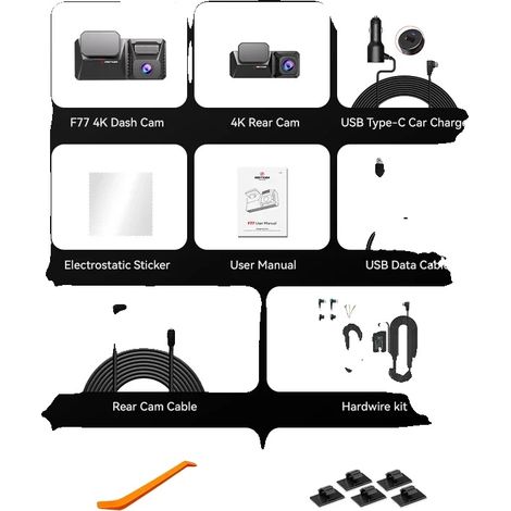 Caméra de tableau de bord, Résolution 4K, Connectivité Wi-Fi 5GHz, Avec kit HW (1/2)