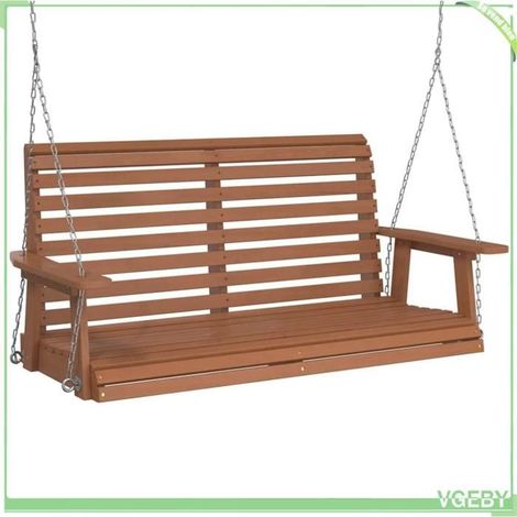 Banc de balançoire de jardin - FAFEICY - 4008981 - Bois massif sapin - Chaînes métal réglables - Marron (1/5)