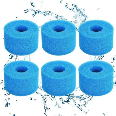Filter Sponge Type S1, Foam Filter Cartridge, Swimming Pool Filter Foam, Reusable and Washable, Foam Filter for Spa, Swimming Pool, Jacuzzi (6, Blue)
