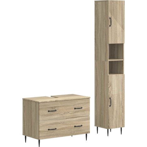2 Piece Bathroom Cabinet Set HAARLEM Sonoma Oak Engineered Wood vidaXL